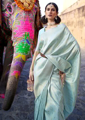 Royal Kanjivaram Blue Woven Silk Saree
