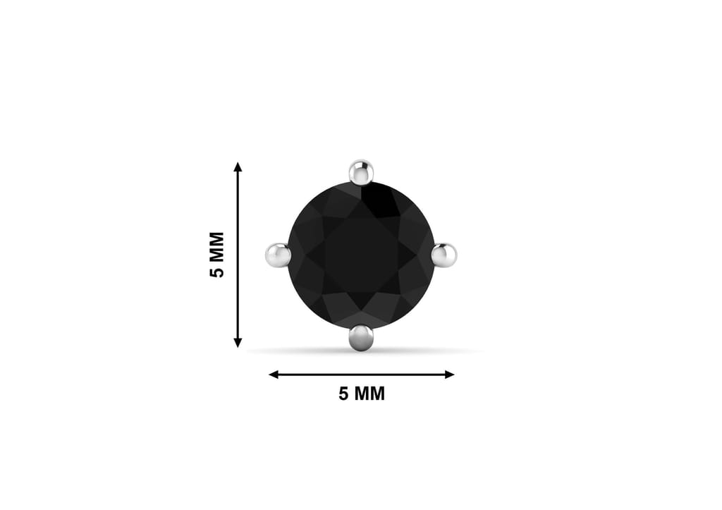 Black Round Solitaire Men's Ear Stud (1 Pc Only)