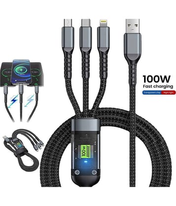 Retailstore 1m Data Cables 3-in1 100W Fast Charging Cable - Black