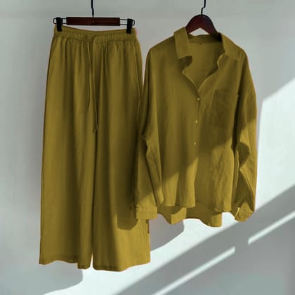Mustard Yellow Two-Piece Outfit for Women-S