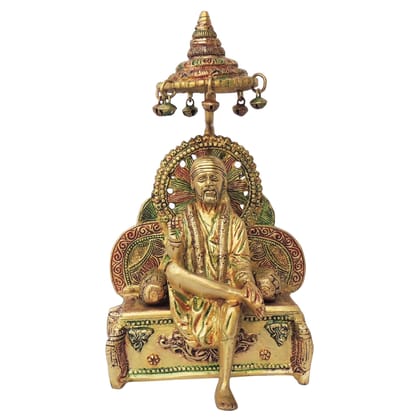Brass Showpiece Sai Baba Umbrella Statue (BSMAS1249 B)