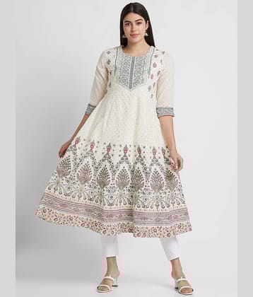 Globus - Off White Cotton Women's Anarkali Kurti ( Pack of 1 )