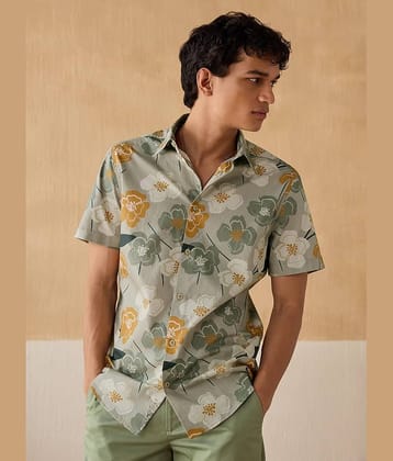 KITWELL Cotton Blend Regular Fit Printed Half Sleeves Men's Casual Shirt - Green ( Pack of 1 )