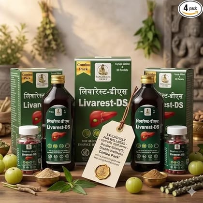 Livarest-DS Herbal Liver Support Combo Pack  Ayurvedic Syrup 500ml & Tablets for Liver Detox, Fatty Liver Care, Digestive Health & Wellness Boost with Natural Ingredients