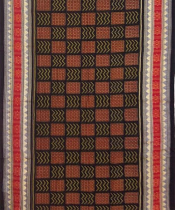 Black red colour handwoven cotton saree