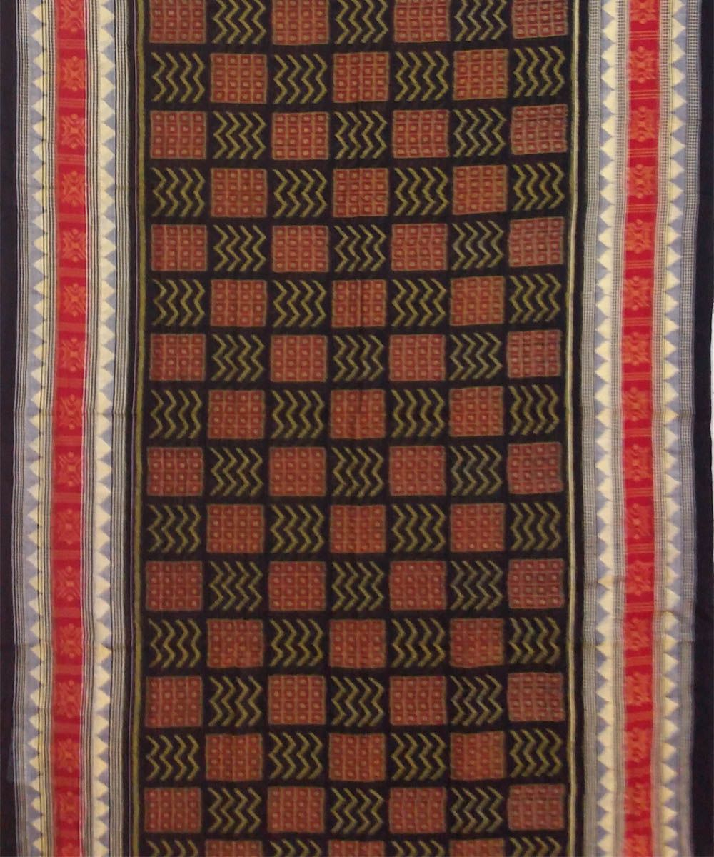 Black red colour handwoven cotton saree