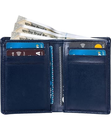 HIDEFLIX PU Solid Men's Regular Wallet With 6 Slots For Card ( Blue , Pack of 1 )