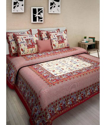 Uniqchoice Cotton 1 Double Bedsheet with 2 Pillow Covers ( Red )