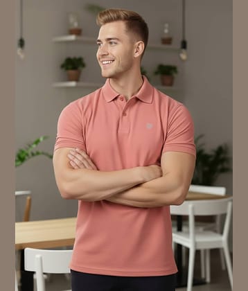 Lux Cozi Men Polyester Regular Fit Solid Polo T Shirt ( Dark Pink )