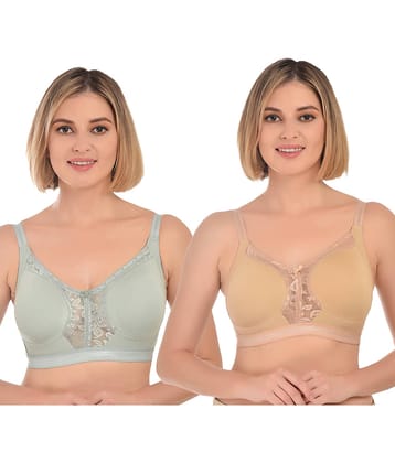 Ladyland Pack of 2 Lycra Non Padded Everyday Bra For Women ( Multicolor )