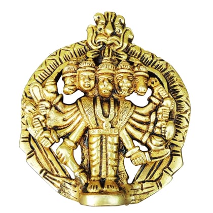 Brass Panchmukhi Hanuman Ji Decorative God Idol - Home Temple, Height : 4 Inch (BSMAS1758 B)
