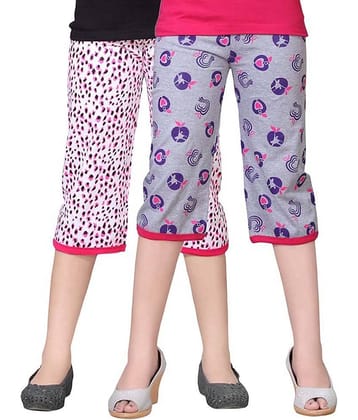 Sini Mini Pack of 2 Girls Cotton Capris ( Multi )