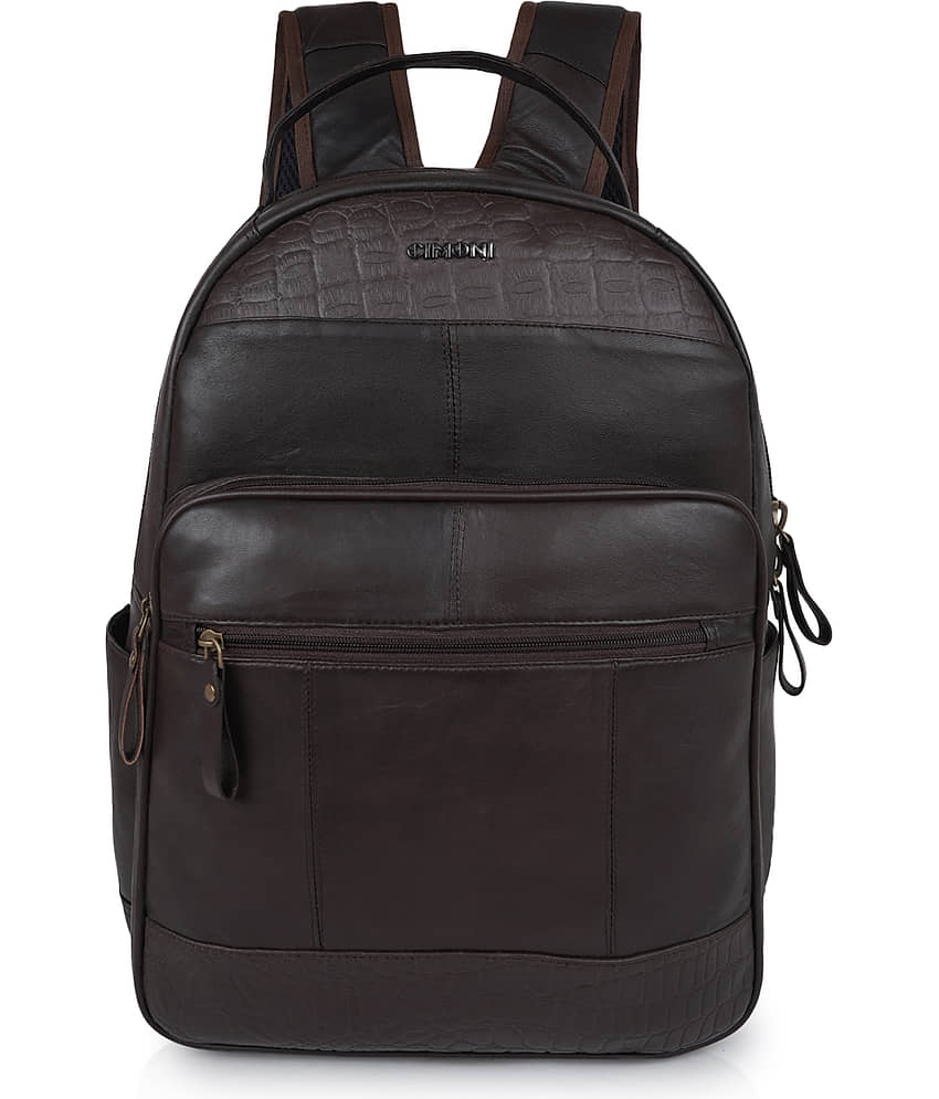 CIMONI Backpack Pure Leather Set of 1 ( Brown )