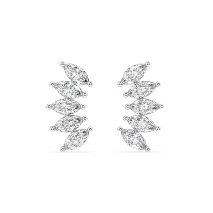 Baguette stone crown stud-Rhodium plated