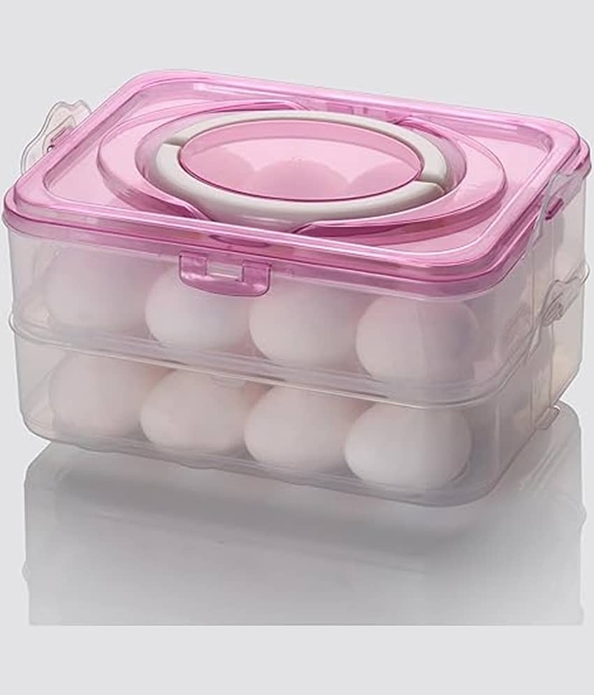 Analog Kitchenware Plastic  Egg Storage Box - Egg Refrigerator Storage Tray Stackable/Egg Storage Containers For Fridge and Kitchen Egg Storage Basket With Carry Holder