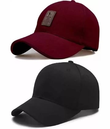 Babji Pack of 2 cotton Men's Cap ( Maroon )
