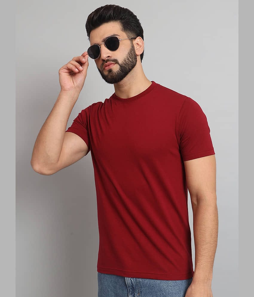 ZEBULUN Pack of 1 Cotton Blend Regular Fit Men's T-Shirt ( Red )