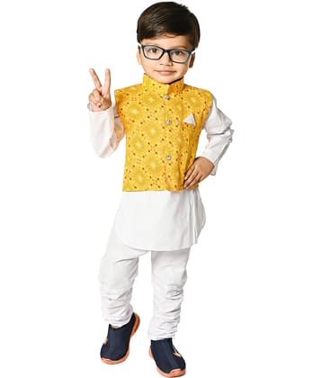 Eva And Ali Baby Boys Cotton Blend Kurta Pyjama ( Yellow )