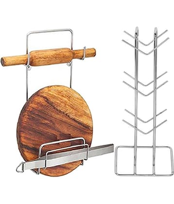 JISUN - Silver Stainless Steel Dish Racks ( Pack of 2 )