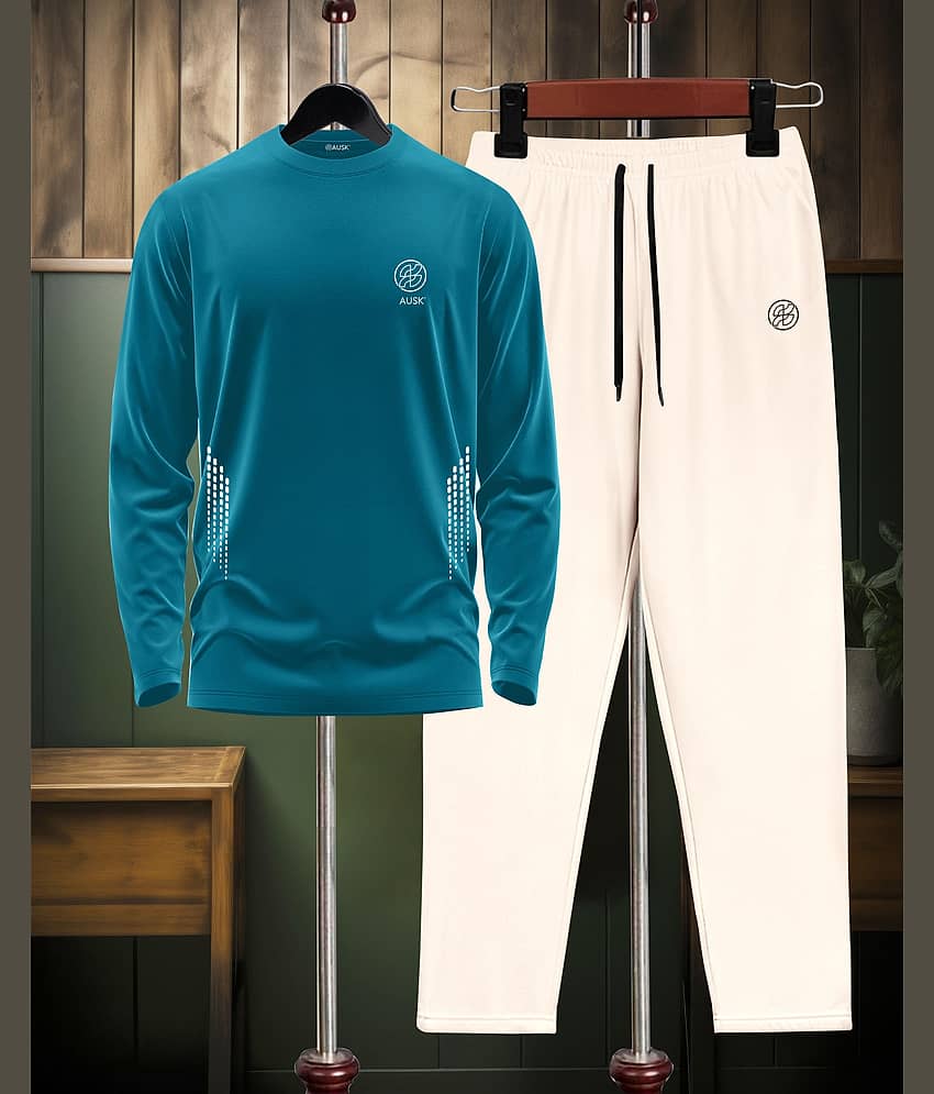 ENITOR Teal Cotton Blend Relaxed Fit Men's Tracksuit ( Pack of 1 )