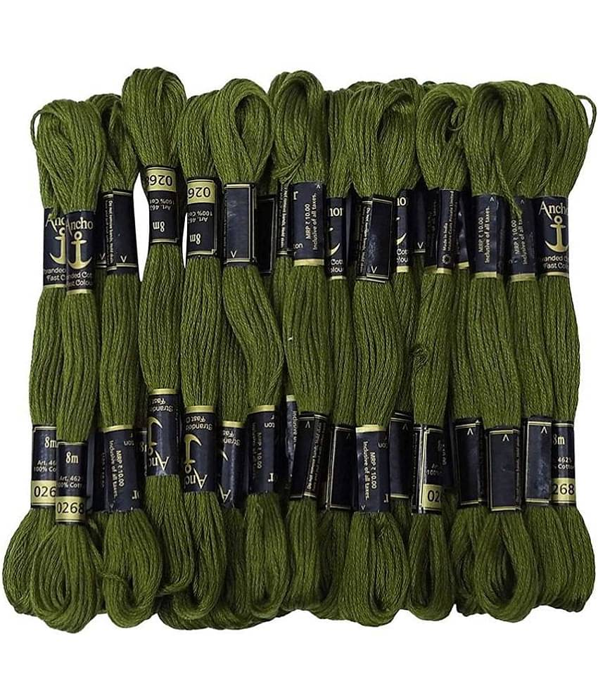 PRANSUNITA Anchor Stranded Cotton 6 Strand Cross-Stitch Hand Embroidery Stranded Cotton Craft Sewing Floss Thread, Pack of 10