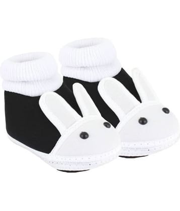 Neska Moda Baby Unisex Rabbit Black Booties/Shoes For 0 To 12 Months Infants-SK133