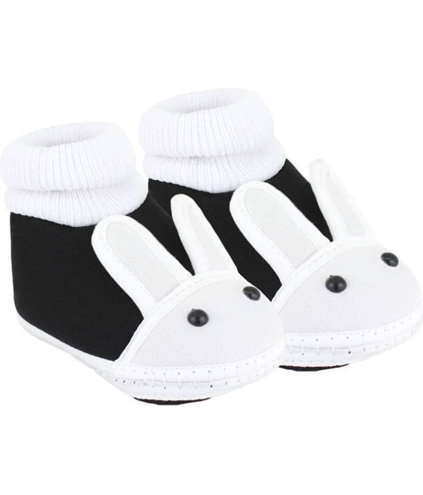 Neska Moda Baby Unisex Rabbit Black Booties/Shoes For 0 To 12 Months Infants-SK133