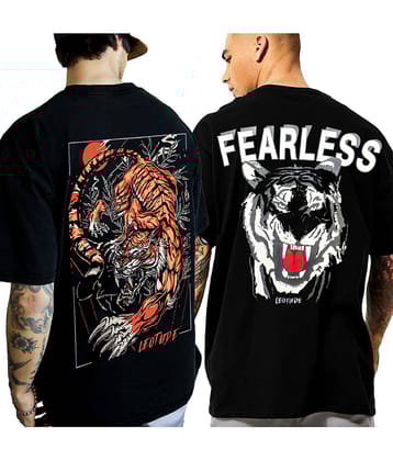 Leotude Pack of 2 Cotton Blend Oversized Fit Men's T-Shirt ( Black )