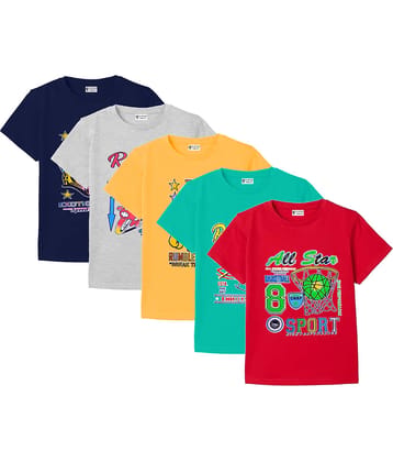 SILVER FANG Pack of 5 Boys Cotton Blend T-Shirt ( Multicolor )