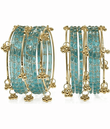 Vedhahi Light Blue Bangle Set ( Pack of 16 )