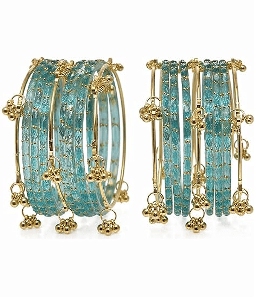 Vedhahi Light Blue Bangle Set ( Pack of 16 )