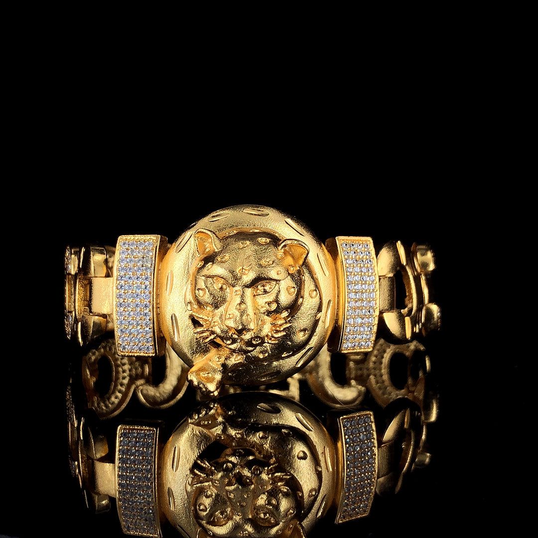 3D Tiger 🐯 High Qulity Of 1st Micron Gold Pleted Men’s Fashion Bracelet BR-155