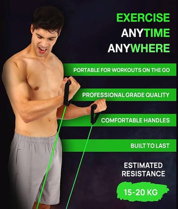 Fitness Resistance Toning Tube with Foam Handles, For Exercise & Stretching, Suitable in Home & Gym Workout - Multi Resistance (15 - 20 Kg)