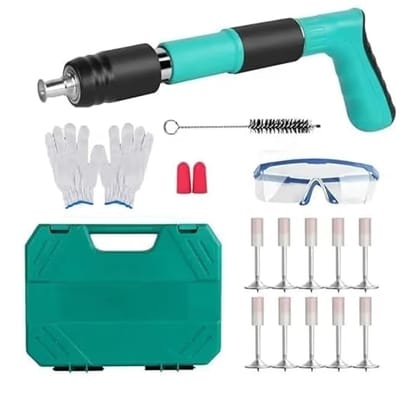 Rivet Gun Tool Kit with Safety Goggles, 10 Pulling Nails, Wrench, Cleaning Brush, Springs, Carrying Case