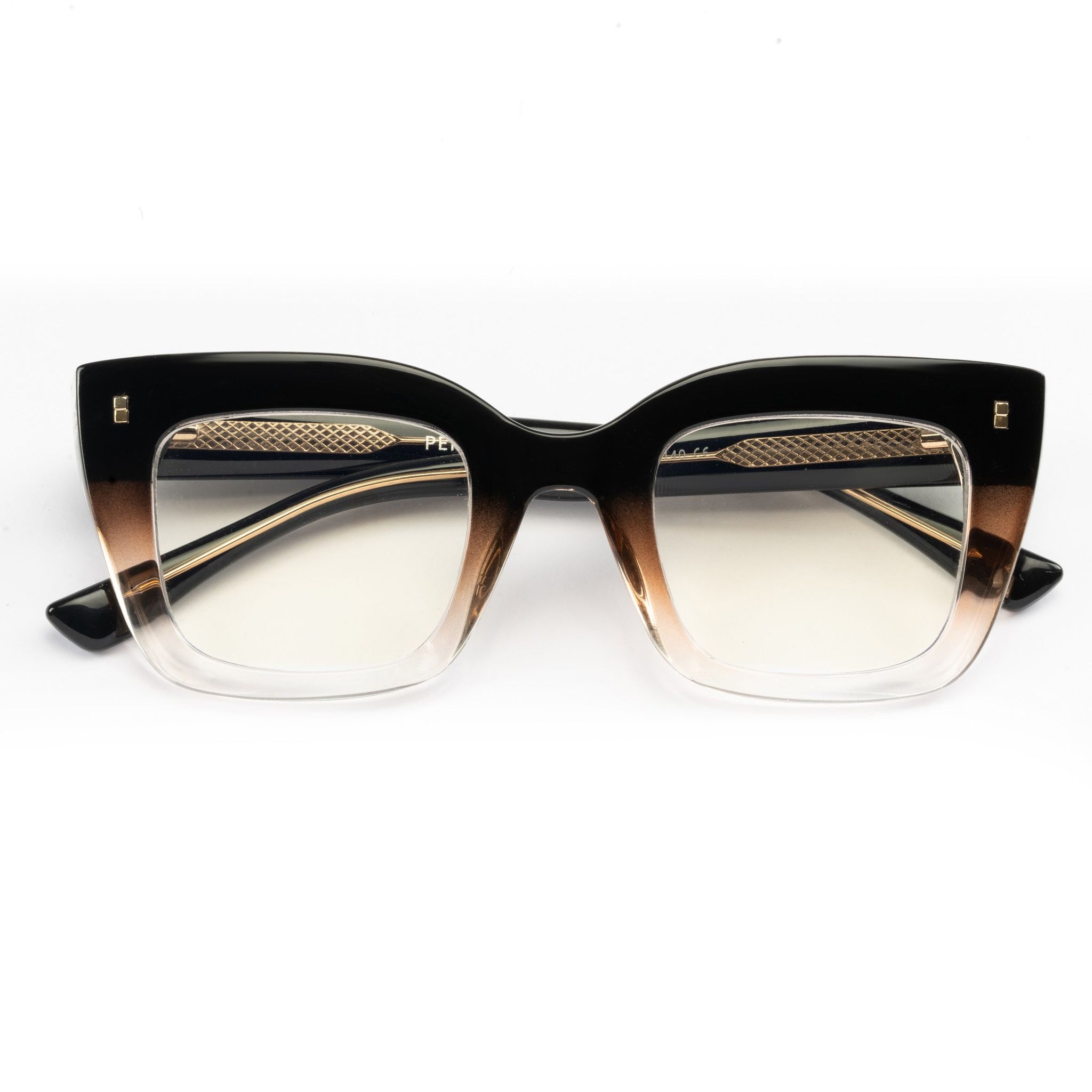 PERKEY Full Rim Retro Square Blue Light Cut & Antiglare Computer Eyeglasses For Women | Bold Style | - OPTL0016-C2-Small / Black-Borwn-Transparent / Clear