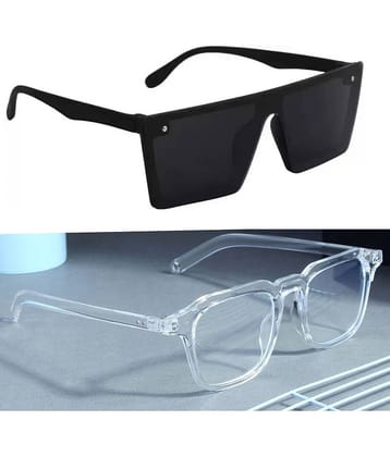Elligator Black Rectangular Sunglasses ( Pack of 2 )