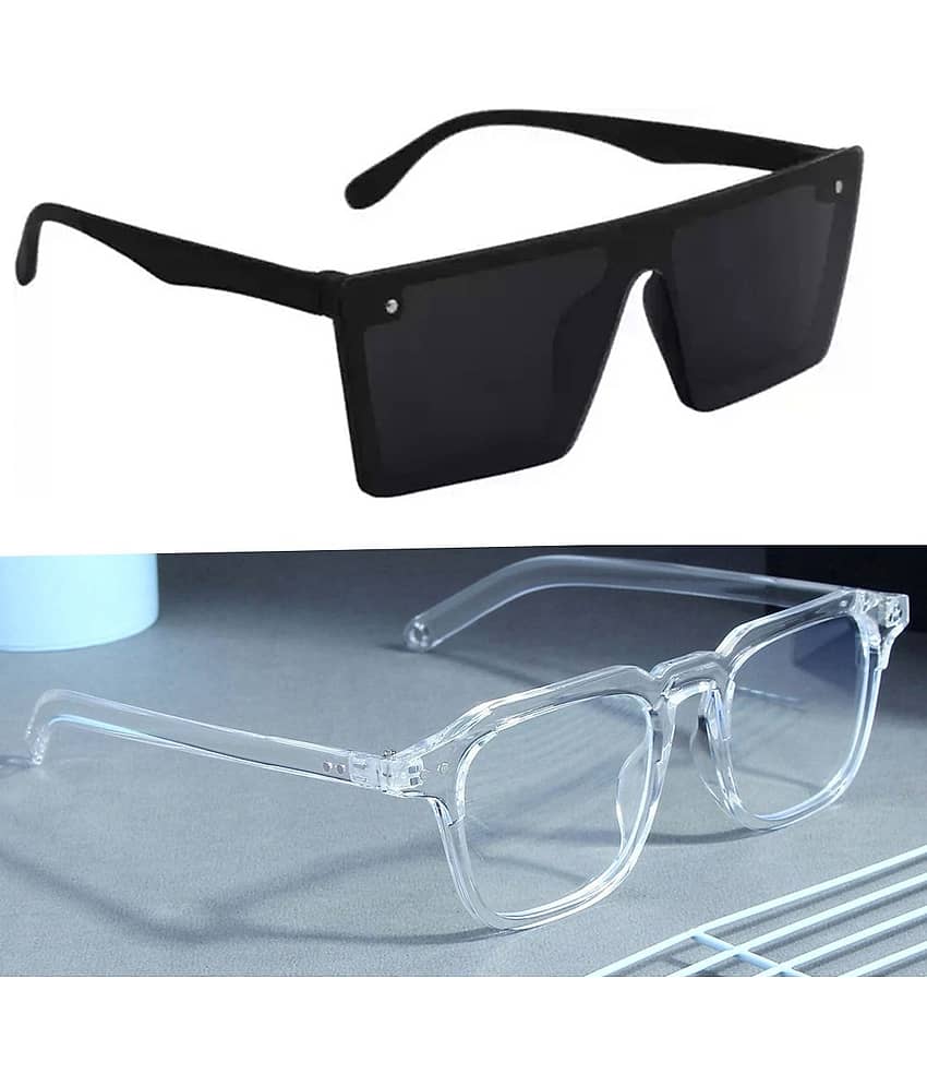 Elligator Black Rectangular Sunglasses ( Pack of 2 )