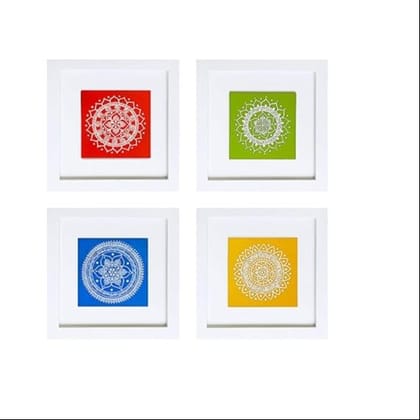 Himadri (Uttarakhand Government Undertaking) Aipan Inspired Hand Painted Wall Art Set-Multicolour (25 cmx 25 cmx 1.5 cm)