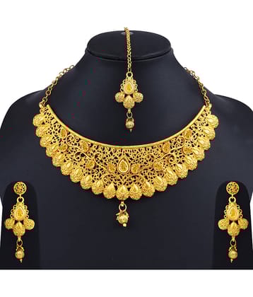 ShreejiHuf Alloy Golden Traditional Necklaces Set Choker
