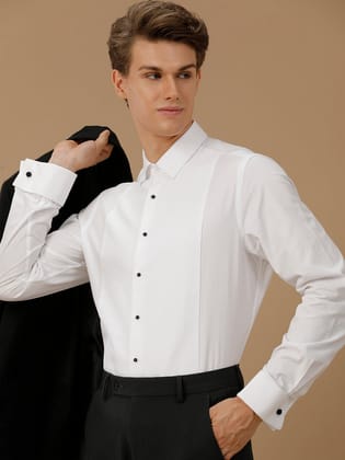 Aldeno Men Solid Formal White Shirt (WALSO)-L