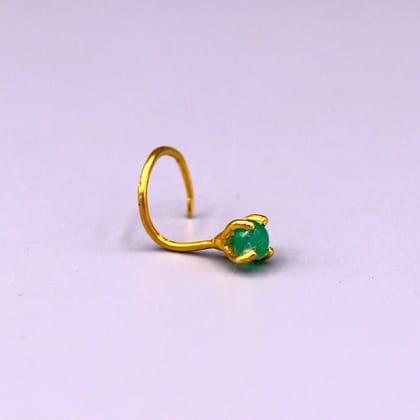 Gorgeous single green onyx stone 22 karat gold handmade fabulous nose pin women's jewelry
