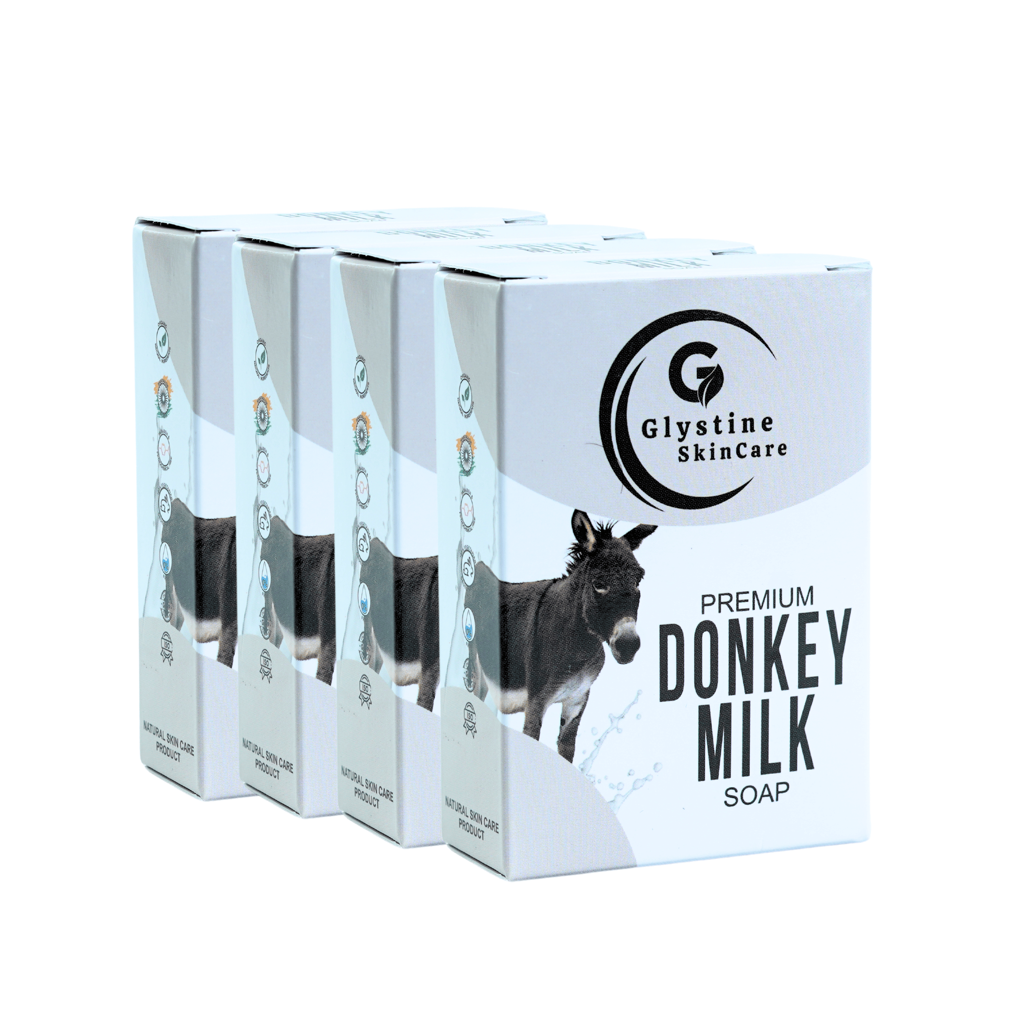 Glystine Skincare Premium Donkey Milk Soap | Removes Acne & Pores | 100% Organic Handmade | SLS & Paraben Free (4  100g)