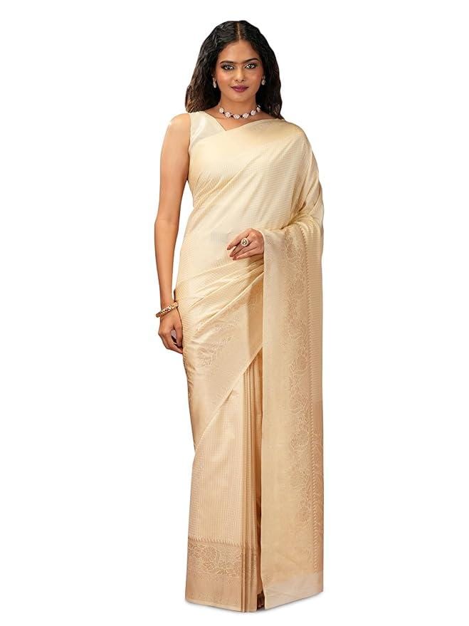 Women's Art Silk Woven Design Kasavu Style