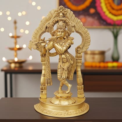 Brass Krishna Standing Darbar Sf Yellow (BSMAS600 A)