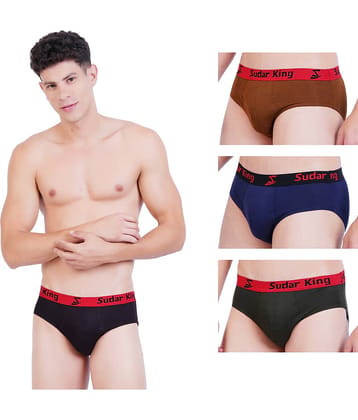 sudarking Pack of 3 Cotton Blend Briefs For Men's ( Multicolor )