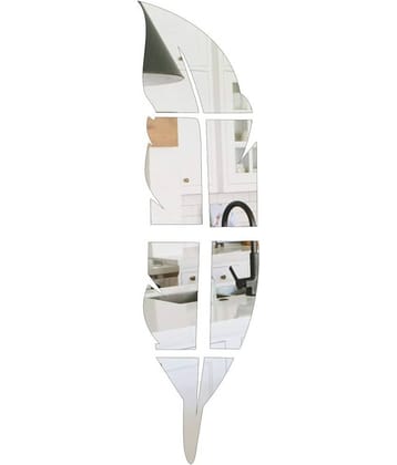 Asmi Collection Beautiful Feather Self Adhesive Acrylic 3D Mirror Wall Sticker ( 76 x 20 cms )