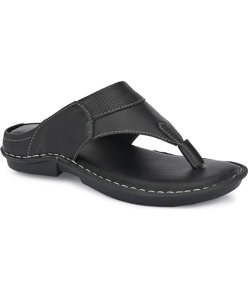 Leeport - Black Men's Leather Slipper