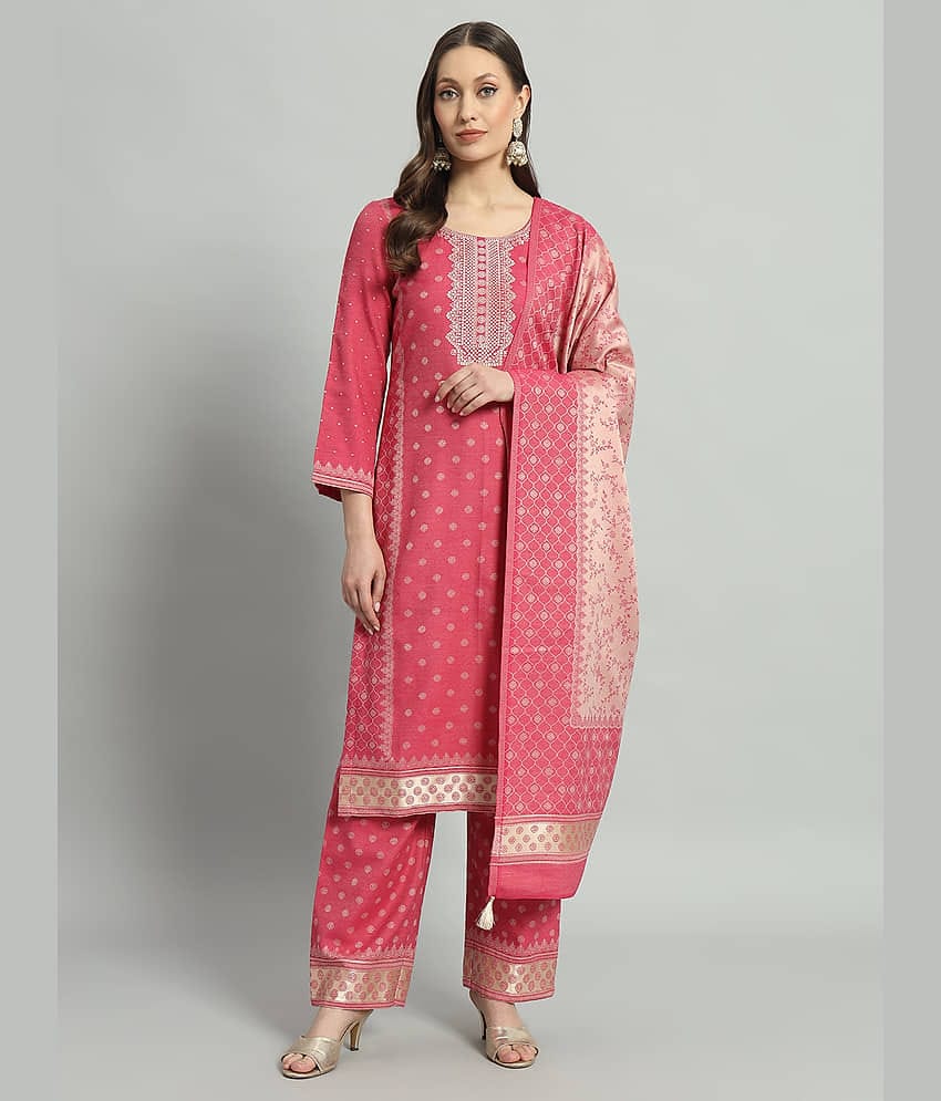 SAFAA Unstitched Woollen Self Design Dress Material - Red ( Pack of 1 )