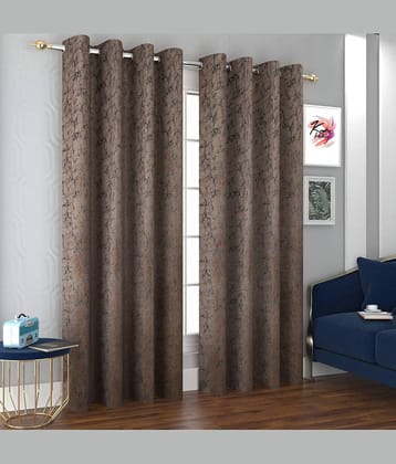 Kraftiq Homes Abstract Blackout Eyelet Curtain 5 ft ( Pack of 2 ) - Brown