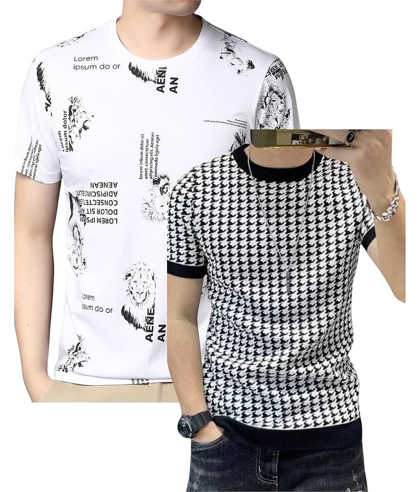 STI Polyester Regular Fit Printed Half Sleeves Men's Round T-Shirt - Multicolor14 ( Pack of 2 )